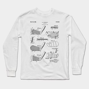 Golf Clubs Patent - Golfing Art - Black And White Long Sleeve T-Shirt